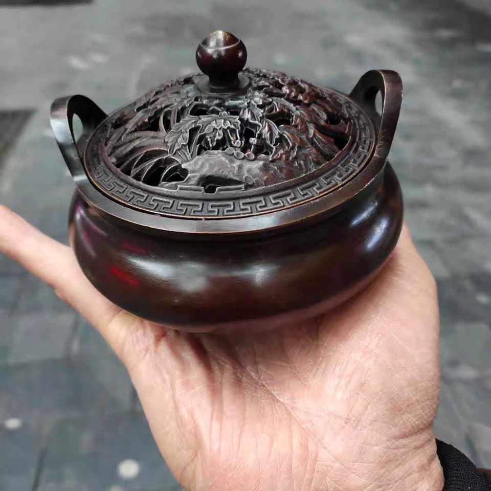 ラッピング無料!返品も保証 古い香炉,古銅製,茶道具,「大明宣德年