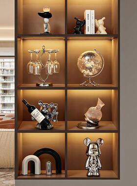 酒柜装饰品摆件套装红酒架子餐柜暴力熊轻奢高档客厅电视柜家居