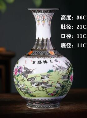 景德镇陶瓷器仿古百子图花瓶摆件中式客厅博古架电视柜家居装饰品