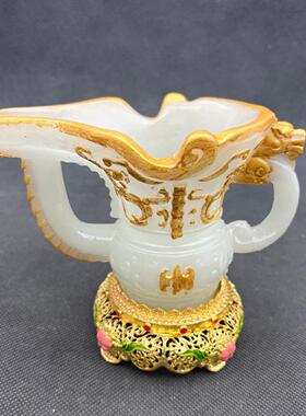 树脂龙杯杯子办公摆设礼品夜光鎏金龙角杯家居客厅摆件工艺品