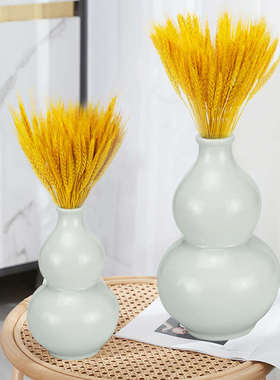 白色陶瓷葫芦花瓶小清新全白色葫芦中式玄关客厅书房家居装饰摆件