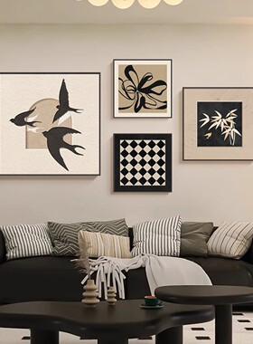 F法式中古风装饰画沙发背景墙抽象艺术客厅挂画复古餐厅墙组合壁