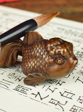 高档黄铜紫铜实心金鸿鱼手件把件金玉满堂摆运当头随身把玩连有年