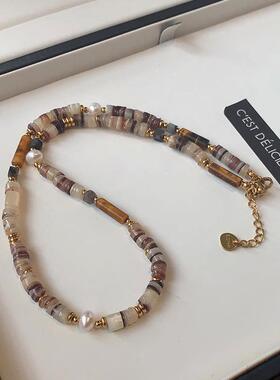 碧玺秋虎眼串珠项链高级毛衣项链