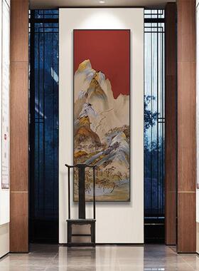 山水新中式酒店大堂装饰画客厅挂画书房壁画办公室茶室三联画中式