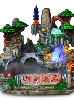 供应微景观山水小桥摆件假山流水喷泉树脂鱼缸水景摆件