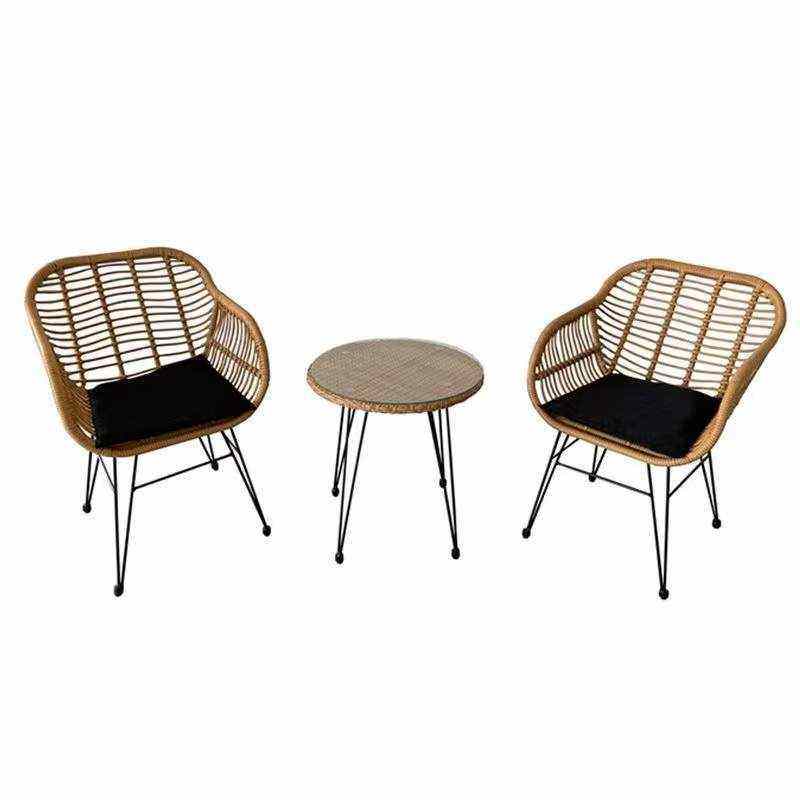 户外藤椅阳台三件套庭院室内外样板房藤编创意休闲手工桌椅组合,淘宝优惠券,粉丝福利购,淘宝优惠卷