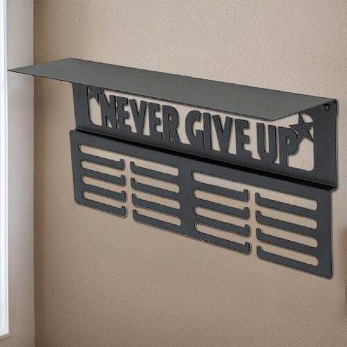 Never Give Up Medal Holder Wall Mounted Metal Awards Rack - 图3