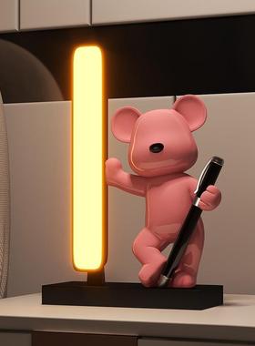 创意小熊小夜灯笔座摆件客厅电视柜玄关酒柜书房卧室办公室装饰品