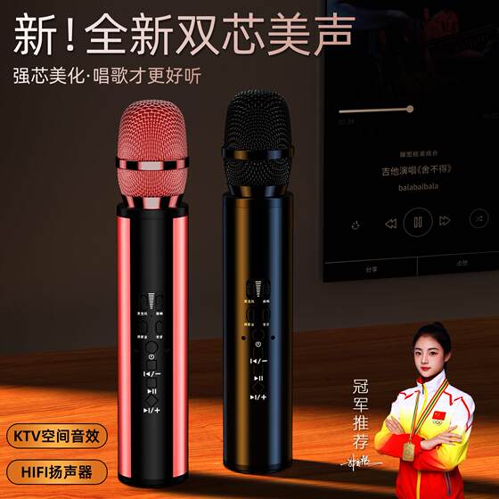 听声者唱歌麦克风话筒音响一体家用蓝牙电视家庭ktv儿童无线 线K