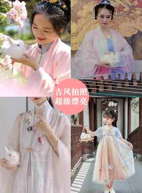 模拟兔饰品动物模型嫦娥玉兔娃娃白兔娃娃照片道具中秋装饰