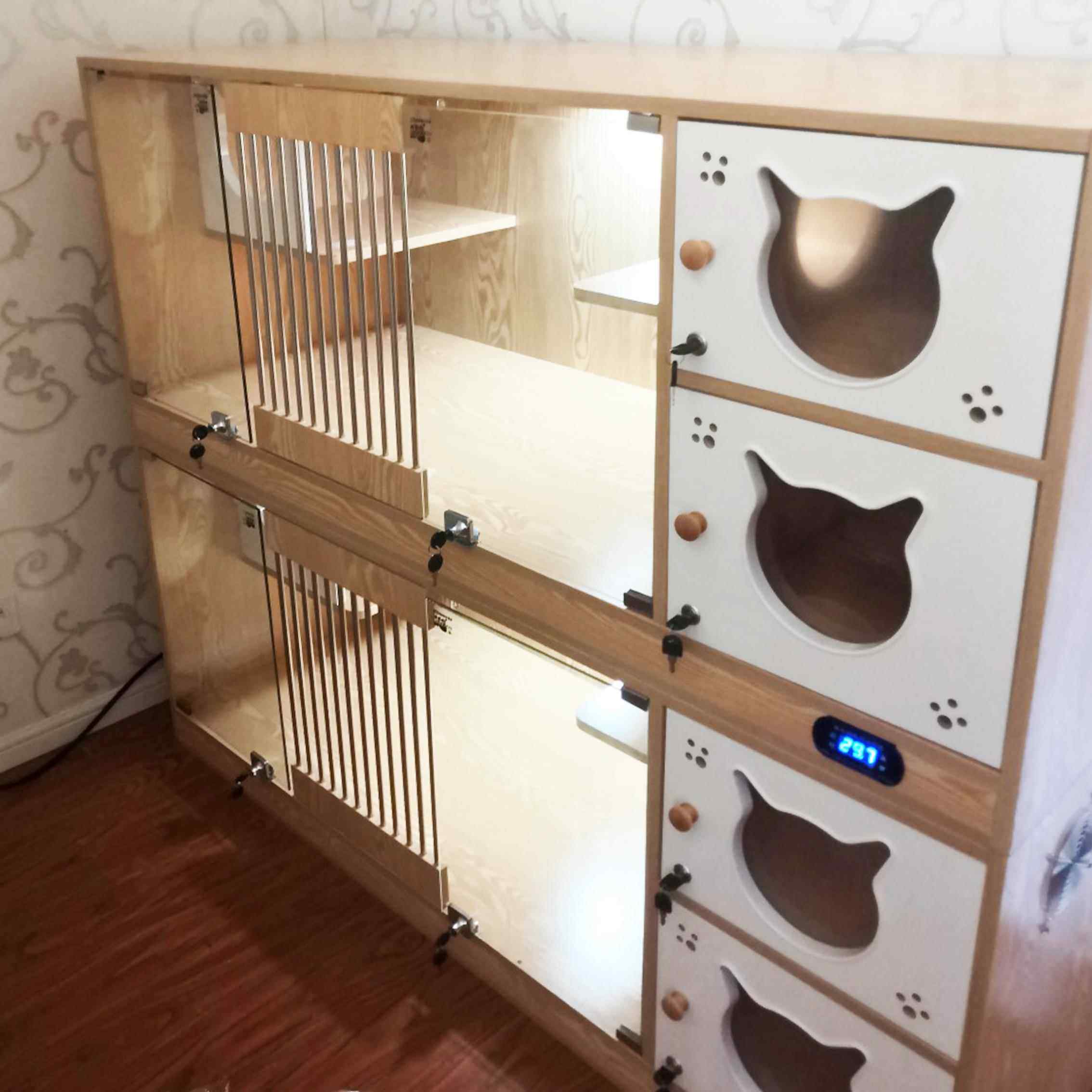 高档猫别墅实木家用温猫柜窝繁育无毛猫笼猫定制恒温加热保箱宠物,淘宝优惠券,粉丝福利购,淘宝优惠卷