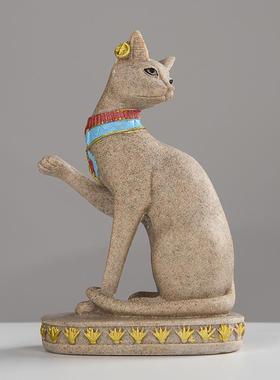铭泽树脂工艺品砂岩猫家居装饰品摆件埃及猫动物创意