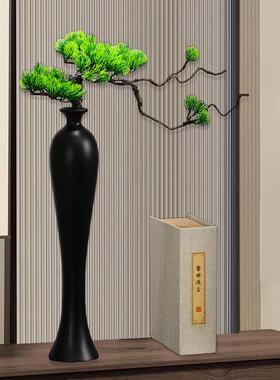 现代简约意式黑白细长花瓶迎客松家居客厅玄关瘦高柜子装饰品摆件