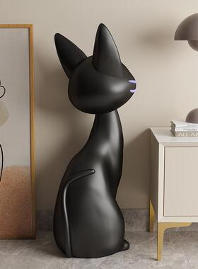 艺术大型OTV厅视柜沙发旁落黑猫咪装饰品搬家客地礼物电开业装饰