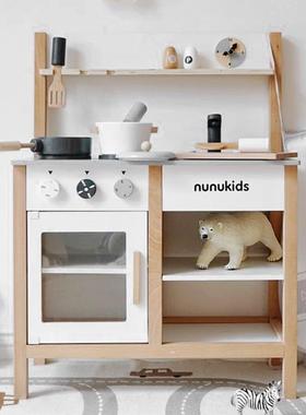 木质儿童厨房玩具过家家冰箱仿真煮做饭厨具女孩动手益智玩具