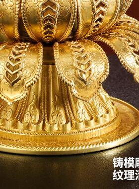 多款藏式纯铜精雕雕花手摇转金轮底座手摇莲花底座用品摆件经幢