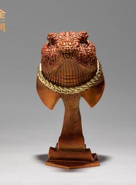 铜金岁月大亨黄铜鳄鱼摆件工艺品公司办公室桌面鳄鱼头首铜装饰品