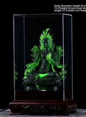 琉璃绿度母菩萨摆件佛像工艺品鎏金家居佛堂桌面供奉密宗中式贴金