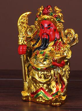 镀金陶瓷文武财神爷佛像供奉家用客厅店铺工厂开业精品摆件神像