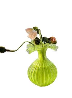 芬客厅复古插花高级花摆件器干花裙摆舞蹈顿餐桌玻璃花瓶中古装饰