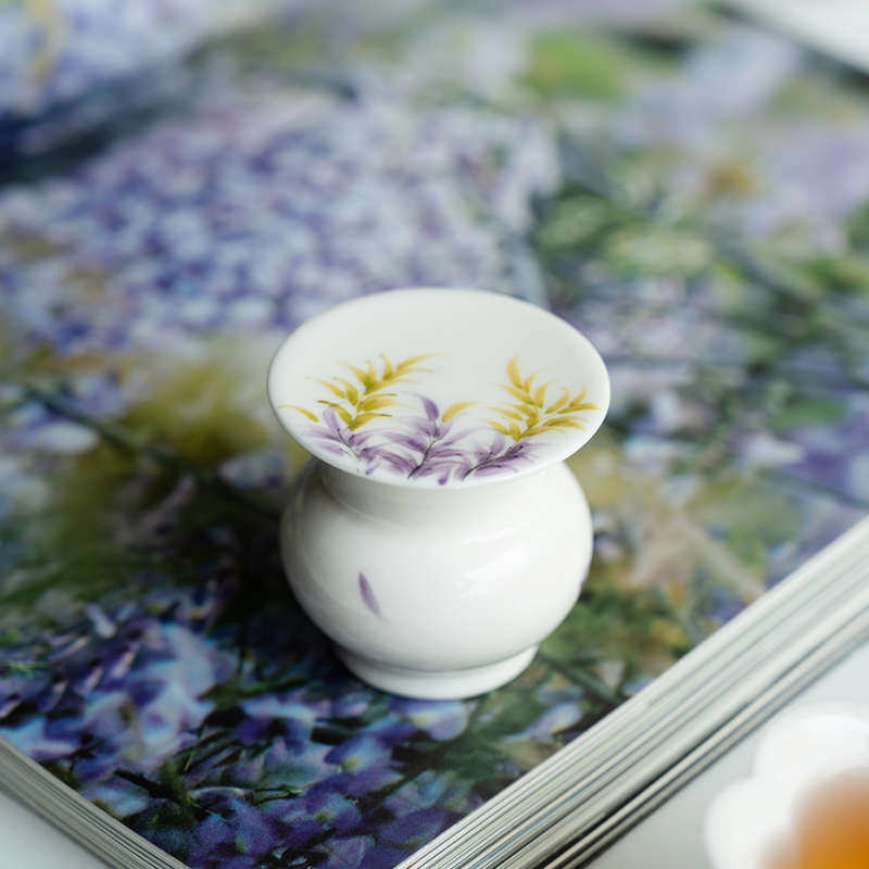 纯手绘紫藤花陶瓷盖置紫砂壶盖托陶瓷杯盖碗托茶杯垫茶具配件,淘宝优惠券,粉丝福利购,淘宝优惠卷