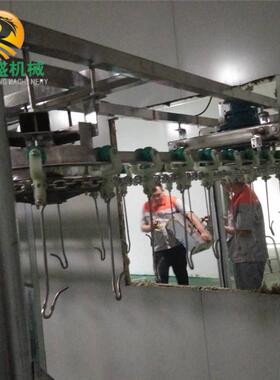 德铭盛厂家生产即食扒鸡油炸机 轨道式扒鸡油炸生产线 烤鸭设备