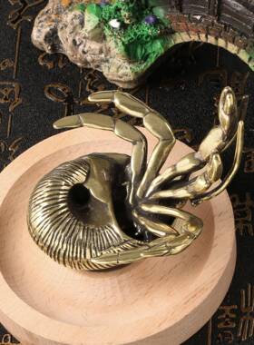 做旧仿古玩古董大寄居蟹黄铜摆件茶宠桌宠商店装饰古铜工艺品