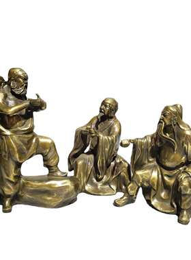 纯铜刘关张三结义摆件桃园三结义刘备关羽张飞铜关公家居工艺品