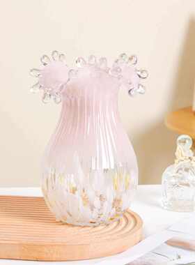 墨雨云烟唯美水滴芬顿花瓶实用玻璃花瓶小众复古琉璃花器插花装饰