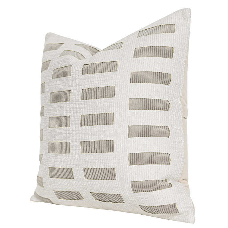 米白浅咖灯芯绒镂空设计抱枕套禅意新中式轻奢侘寂风沙发靠垫套,淘宝优惠券,粉丝福利购,淘宝优惠卷