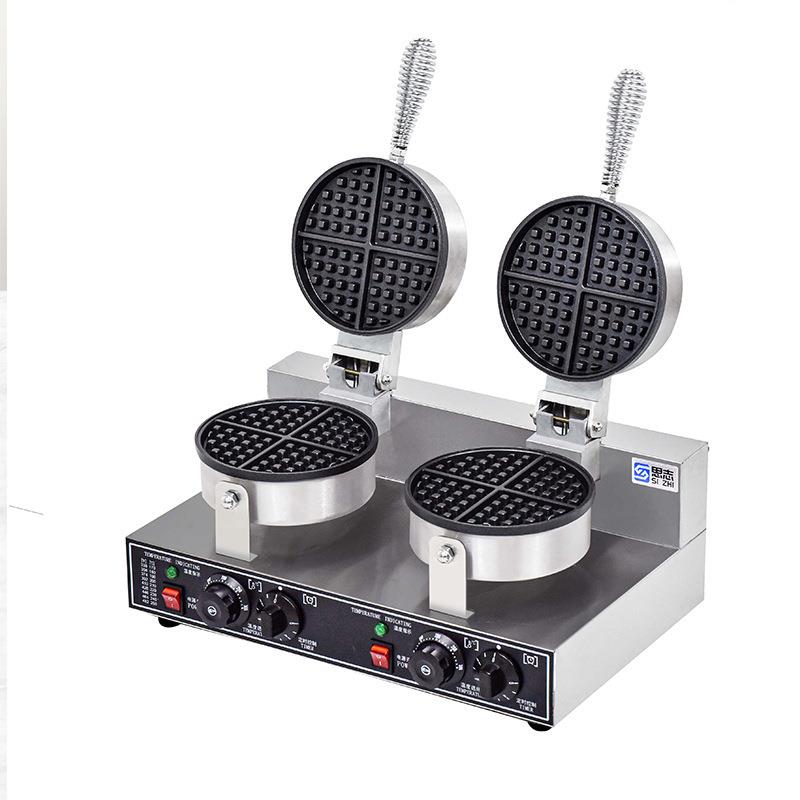 Cross-border hot selling double-head waffle oven, commercial waffle maker, heart-shaped electric heating pancake machine, commercial waffle maker, electric pancake stall