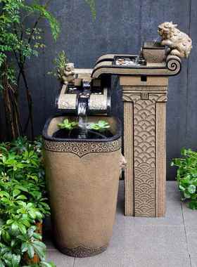 户外流水摆件室外阳台落地大型中式鱼池景观貔貅招财庭院装饰造景