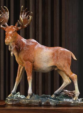 纯铜鹿摆件柴鹿铜工艺品办公室老板桌高档玄关开业乔迁装饰品礼品