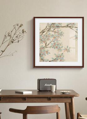中秋丹桂图挂画新中式餐厅花鸟装饰画客厅茶室走廊墙面壁画实木框