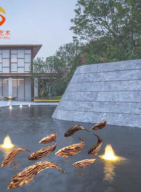 纯手工现货可定制复古不不锈钢叠锈钢层摆家居别鱼墅水池广场喷泉