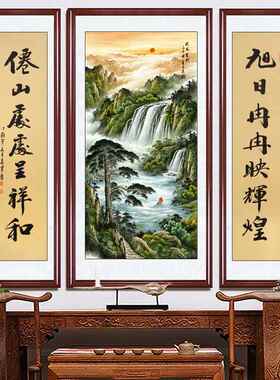 定做松鹤延画中对堂画客厅挂农村堂屋画大大气堂新山水居装饰年贺