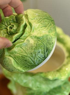 方亚陶瓷金玉满堂白菜中式密封罐精致手绘瓷装饰花瓶家居摆件礼品