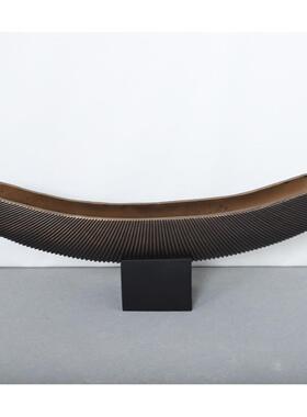 现代新中式覆古船型长条雕塑摆件样板间售楼处办公室客厅玄关装饰