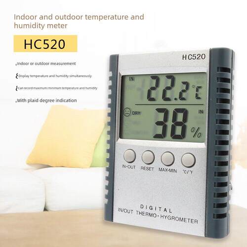 Hc520家用室内外温湿度计数字式数显湿度计，带探头温湿度计高精 - 图0