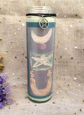 玻璃教堂瓶蜡烛 7天彩色冰花蜡烛