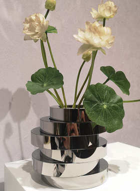 现代简约轻奢水晶花瓶花器摆件样板房售楼处博古架笔筒装饰品摆设