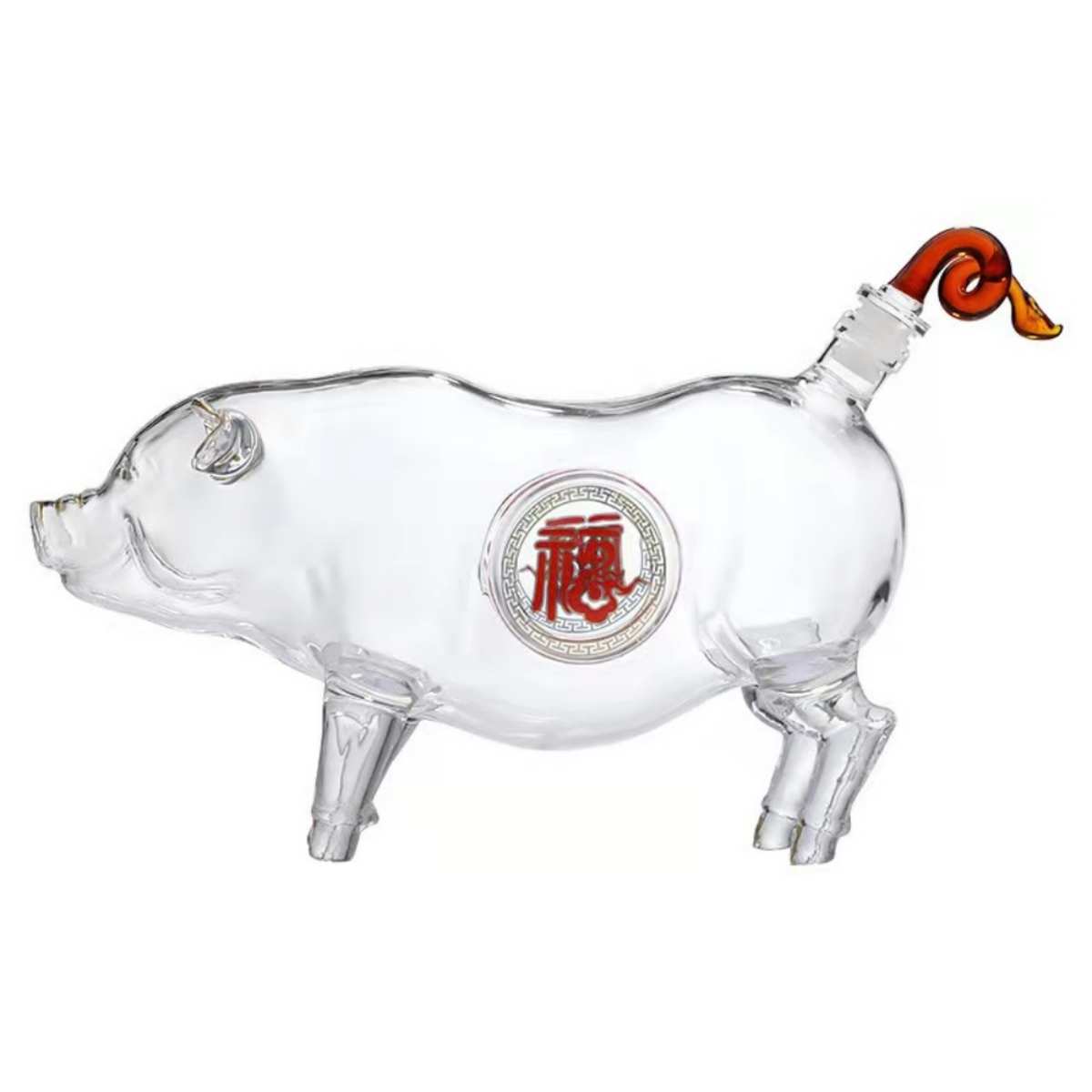 Craft wine bottle with twelve zodiac signs and lucky pig shape bubble wine bottle High borosilicate glass animal special-shaped wine bottle