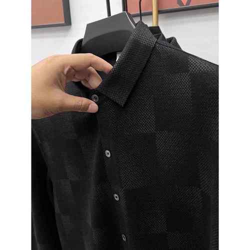 BOZZ BURY~几何 设计款！高端羊毛衬衫男长袖秋冬季商务休闲衬衣 - 图2