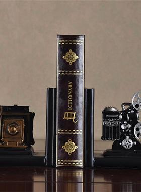 新款美式复古书房书书书柜办公室工艺品装饰品摆件书摄影机立靠挡