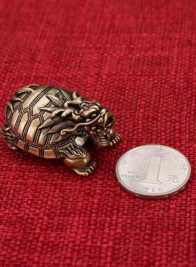 纯铜龙龟饰品皮绣小铜把手件办公桌面装饰男士创意礼品龙头