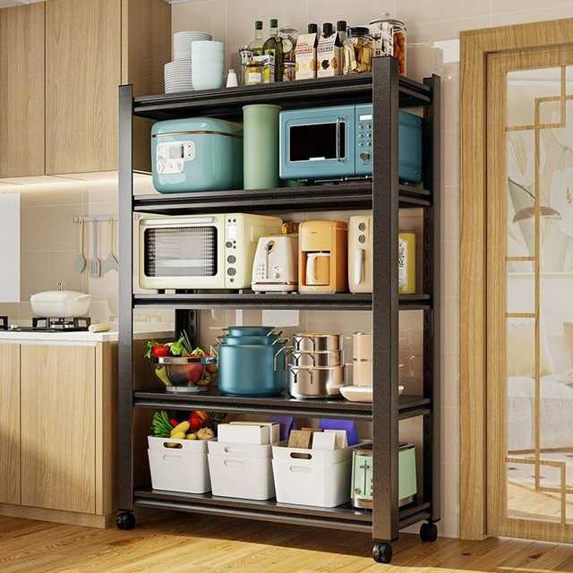 Kitchen storage rack movable multi-layer floor-standing microwave oven multi-function storage pot rack household shelves Sensheng