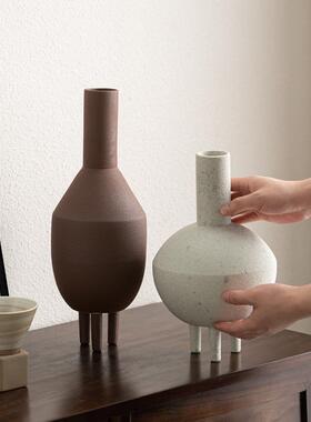 艺贝子 侘寂中古风高级感小众艺术陶瓷花瓶软装饰品摆件酒店民宿