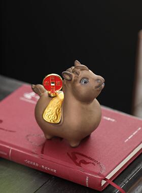 马上有钱招财吉祥物陶瓷生肖马茶玩摆件家居茶室桌面装饰创意礼品