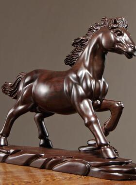 黑檀木雕生肖到马摆件红厅木雕摆yf518刻马成功礼品家居客办公室